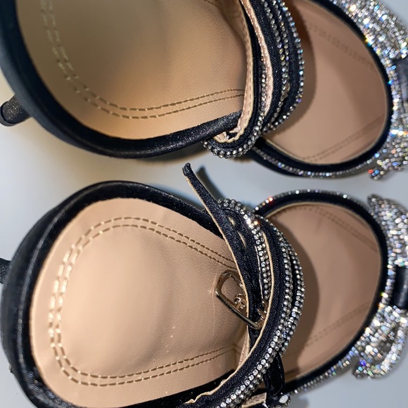 Black Jeweled Ankle Tie Heels - Picture 10 of 14